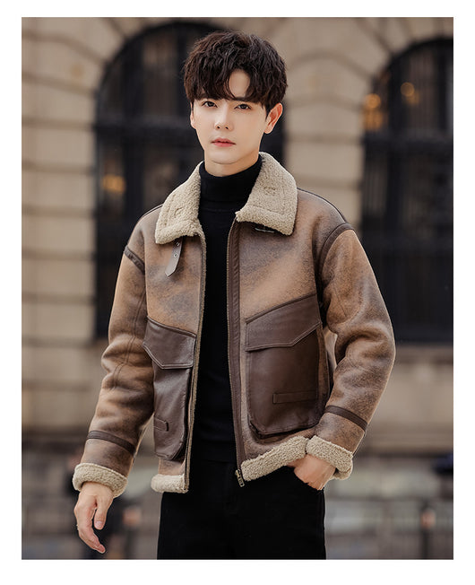 Abrigo Casual de Cuero y Pelaje para Hombre - Image 9