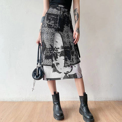 Falda Estampada con Degradado y Diseño Personalizado de Tinta Salpicada - Image 3
