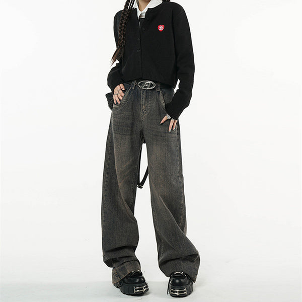 Pantalones Rectos Amplios de Cintura Alta para Mujer