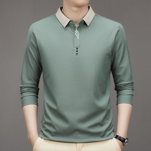 Polo Ejecutivo Otoño Hombre - Camisa Básica Cuello Solapa Color Sólido