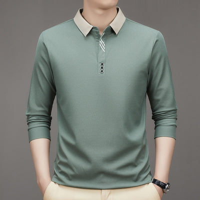 Polo Ejecutivo Otoño Hombre - Camisa Básica Cuello Solapa Color Sólido