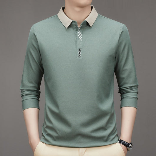 Polo Ejecutivo Otoño Hombre - Camisa Básica Cuello Solapa Color Sólido