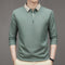 Polo Executivo Masculino de Outono - Camisa Básica de Gola Lapela Cor Sólida