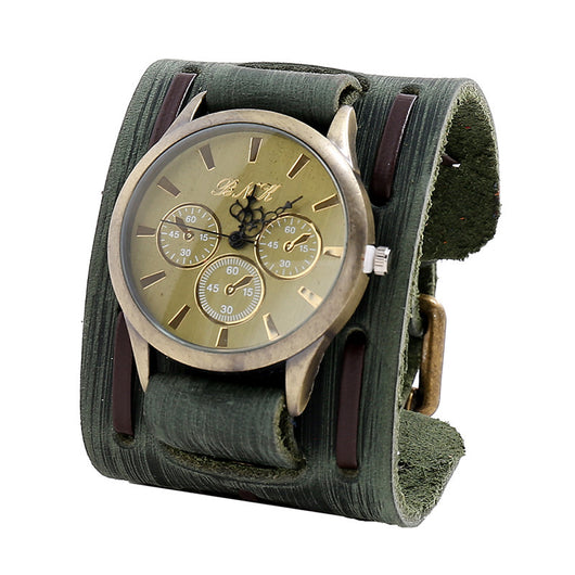 Reloj de Pulsera Vintage en Cuero Ancho para Hombre - Image 12