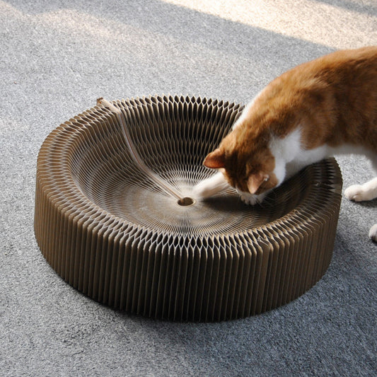 Rascador Corrugado Plegable Orgánico para Gatos - Afilador de Garras Premium