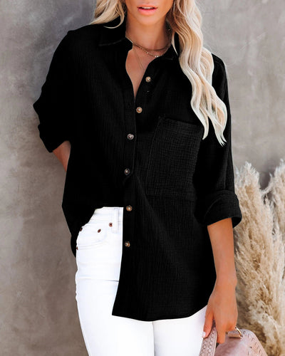 Blusa de Lino y Algodón con Cuello V y Botones para Mujer - Image 13