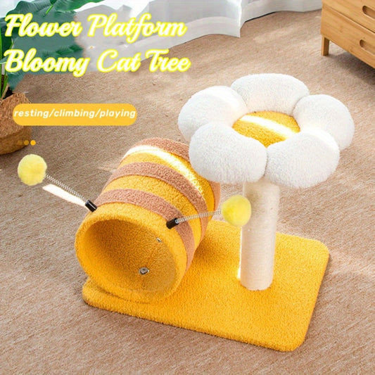 Árbol para Gatos con Túnel y Rascador de Sisal - Marco de Escalada Bee Cat