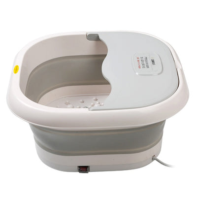 Gray and white collapsible foot spa basin with heating function, massage nubs, and a partial lid. - Image 6
