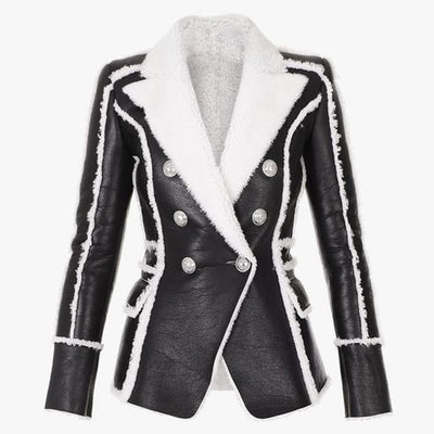 Chaqueta de Cuero Doble Botonadura Slim Fit con Detalles de Piel - Image 2