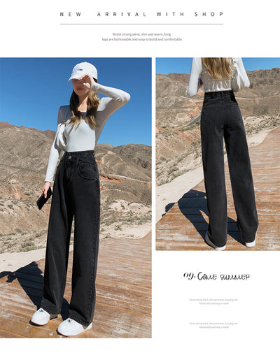 Pantalones Jeans Anchos de Talle Alto con Efecto Desgastado para Mujer - Image 10