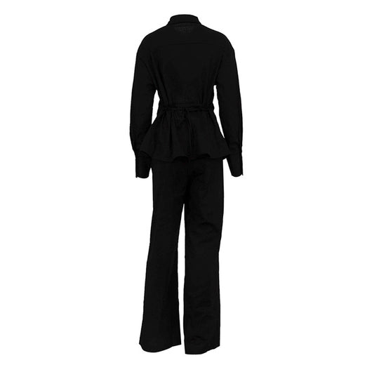Conjunto Dos Piezas: Blusa Blanca Cropped con Cuello Solapa y Pantalón Ancho Calado con Amarre - Image 17