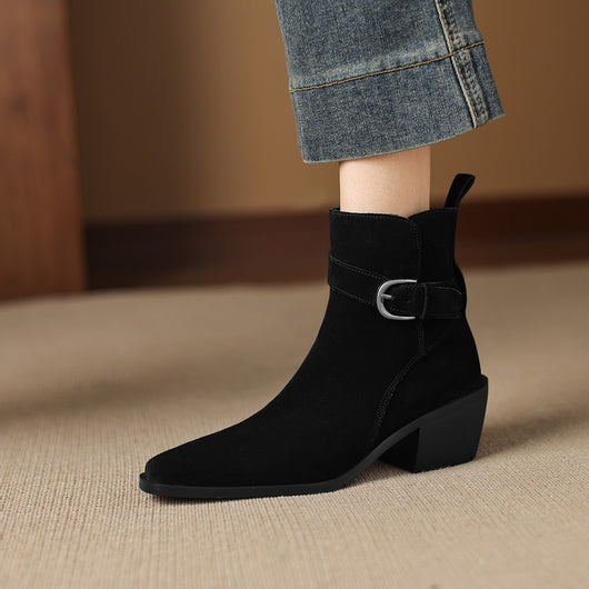 Botas de Ante con Tacón Grueso y Forro Polar para Otoño-Invierno - Image 25