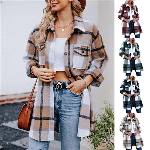 Abrigo Camisero Largo Casual para Mujer