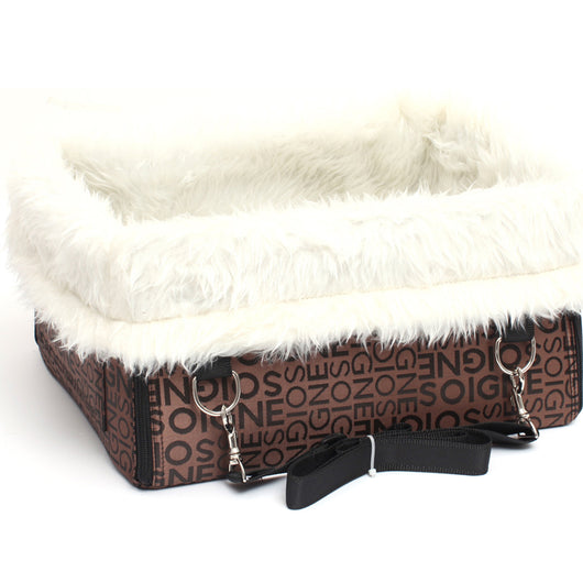 Double layer thickened waterproof dog car seat pad with grey camouflage exterior and plush cream-colored lining. - Image 4