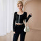 Blusa Crop Top Ajustada de Manga Larga para Otoño e Invierno
