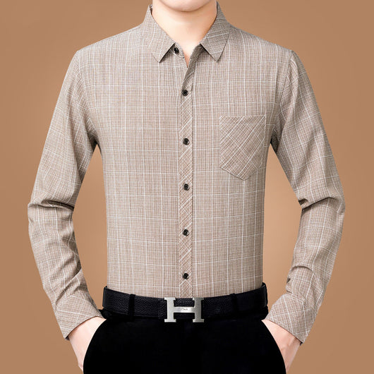 Camisa de Lino y Algodón Manga Larga para Hombre sin Planchado