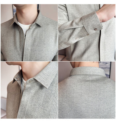 Camisa Manga Larga Ajustada con Diseño de Cierre y Rayas Elásticas - Image 27