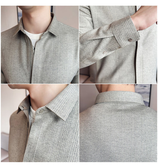 Camisa Manga Larga Ajustada con Diseño de Cierre y Rayas Elásticas - Image 27