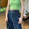 Pantalones Jeans Mujer Cintura Alta Retro Sueltos con Efecto Mopping