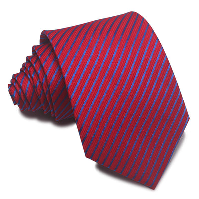 Corbata Jacquard Rayada 8CM para Hombre - Rojo, Negro y Azul - Image 3