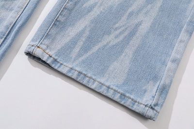 Jeans Rectos Oversize Tie Dye Lavado Desgastado para Hombre - Image 11