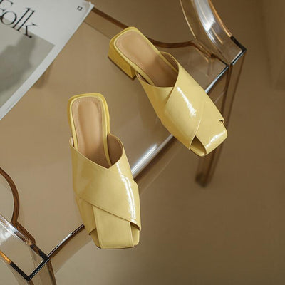 Sandalias y Pantuflas Mujer con Tacón Bajo - Multicolor Verde, Amarillo y Blanco - Image 11