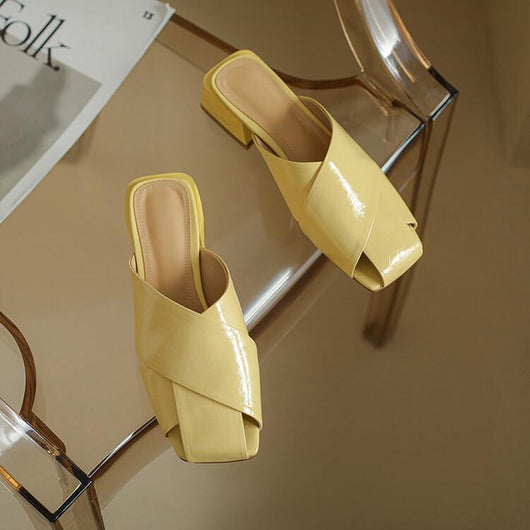 Sandalias y Pantuflas Mujer con Tacón Bajo - Multicolor Verde, Amarillo y Blanco - Image 11