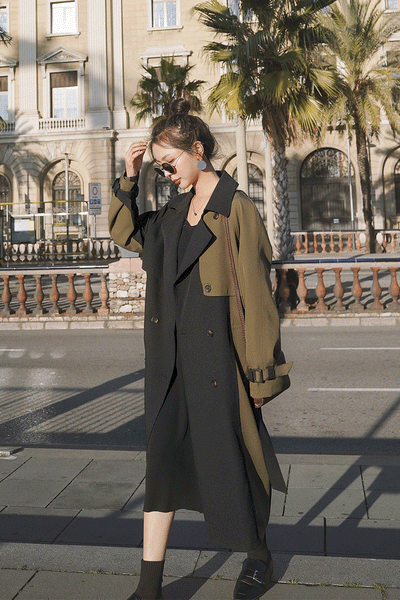 Gabardina Larga con Costuras de Contraste - Image 7