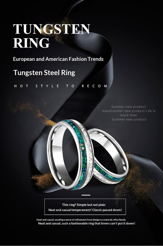 Anillo de Tungsteno con Incrustaciones de Plata y Estrellas - Image 6