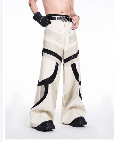 Pantalones Casuales de Invierno con Malla Calada y Detalles Patchwork - Image 24