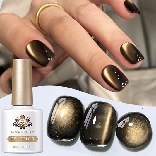Esmalte Gel UV Degradado con Efecto Ojo de Gato y Microesferas de Cristal