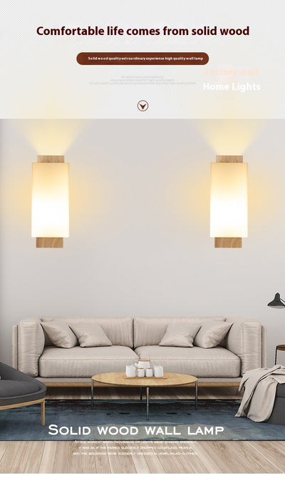 Lámpara de Pared Japonesa Minimalista en Madera Maciza - Image 9