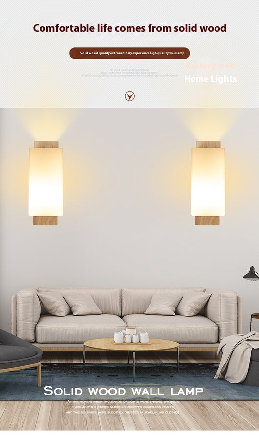 Lámpara de Pared Japonesa Minimalista en Madera Maciza - Image 9
