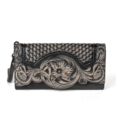Cartera Larga de Cuero Genuino con Diseño Embosado Estilo Chino - Image 7