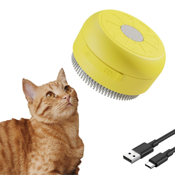Cepillo de Vapor 3 en 1 para Gatos y Perros - Masajeador y Limpiador Recargable