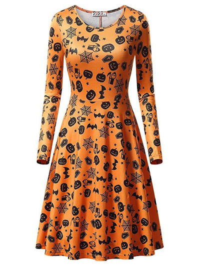 Vestido Largo de Manga Larga con Estampado de Calabaza para Halloween - Image 12