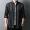 Camisa Casual de Rayas Negras Manga Larga para Hombre