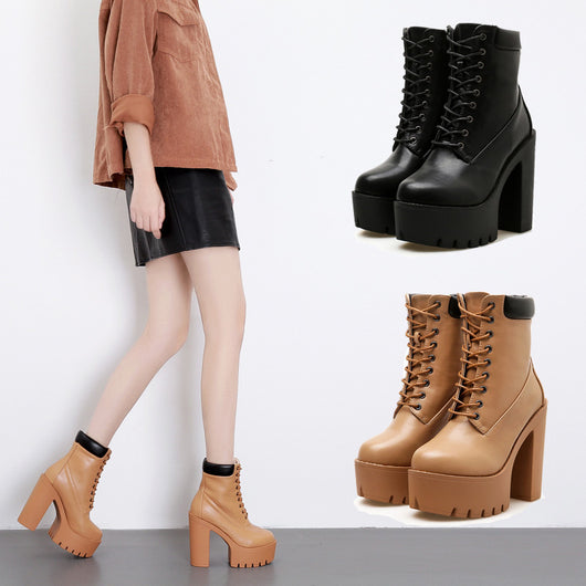 Botines de Tacón Ancho con Altura Midi