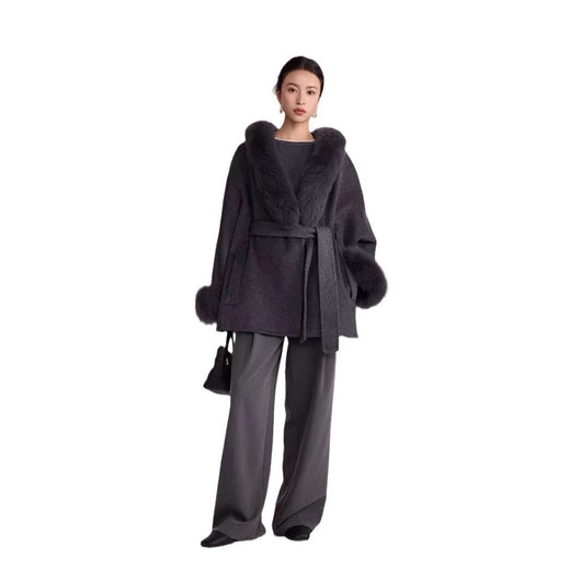 Abrigo de Lana Reversible con Pelo de Zorro Real - Elegancia Otoño Invierno - Image 3