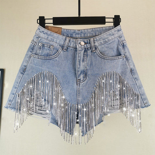 Jeans Talle Alto Slim Fit con Cadena de Borlas - Image 10