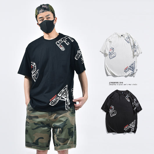 Camiseta de Algodón con Letras 3D Irregulares Estampadas - Image 11