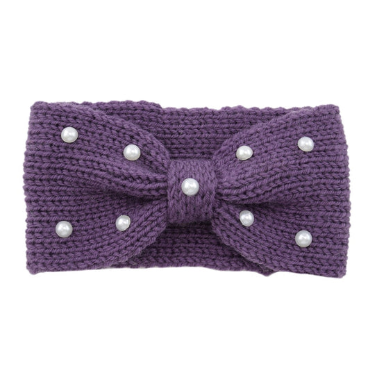 Diadema Tejida de Lana con Moño de Perlas para Mujer - Image 18