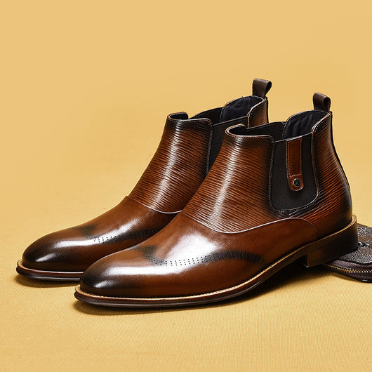 Botas de Cuero Retro para Invierno - Estilo Clásico Alto - Image 4