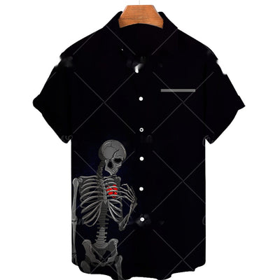Camisa Polo de Manga Corta con Estampado 3D Calavera Digital - Image 7