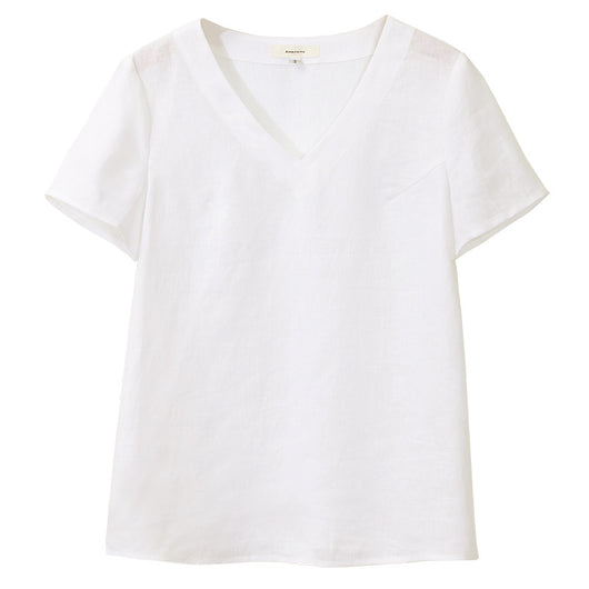 Camiseta de Lino Puro Cuello V Mujer - Diseño Minimalista - Image 12