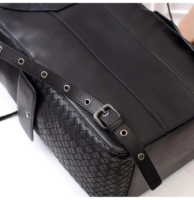 Mochila de Cuero Trenzado para Hombre - Gran Capacidad y Estilo Casual - Image 12