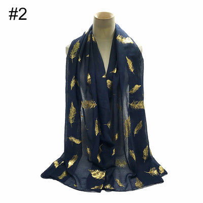 Pañuelo Turbante Versátil con Estampado de Hojas Doradas para Mujer - Image 4