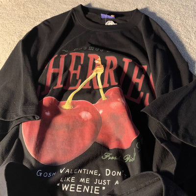 Camiseta Negra de Algodón con Estampado de Frutas para Hombre - Image 5