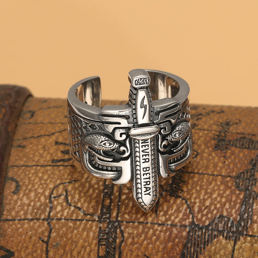 Anillo Espada Punk Vintage Plata Tailandesa para Hombre - Image 10