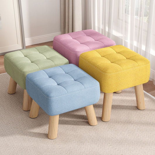 Taburete de Madera Maciza Minimalista con Tapizado